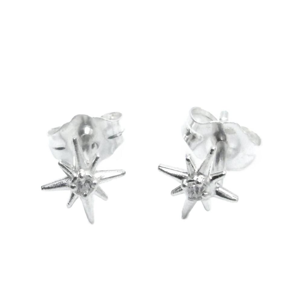 NEW JESSICA ELLIOT women's tiny north star studs with cz in sterling silver